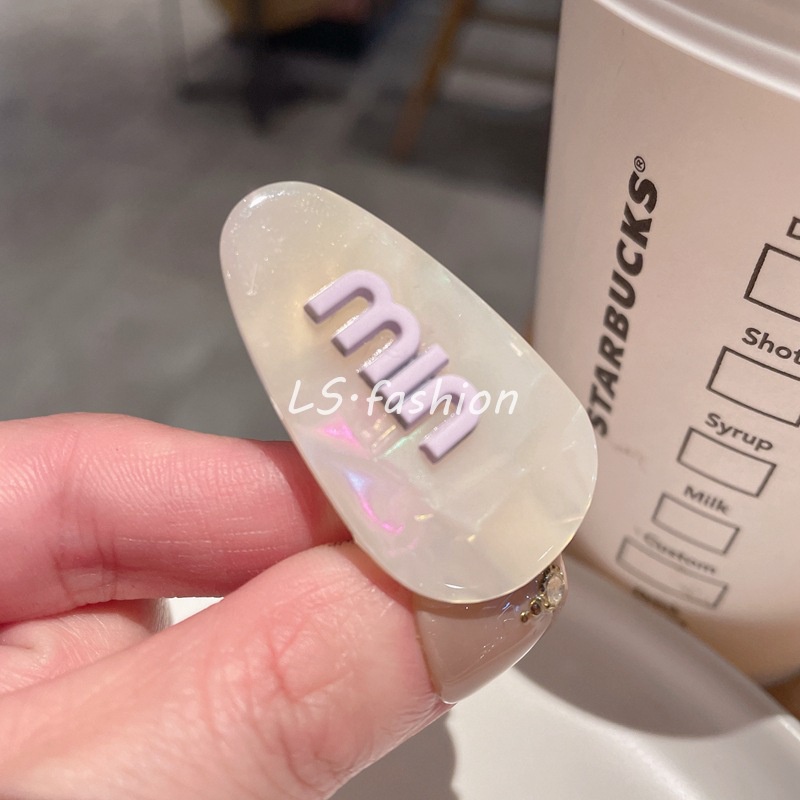 Kẹp Tóc Acrylic Màu Tím In Chữ Phong Cách Hàn Quốc Dễ Thương Dành Cho Nữ