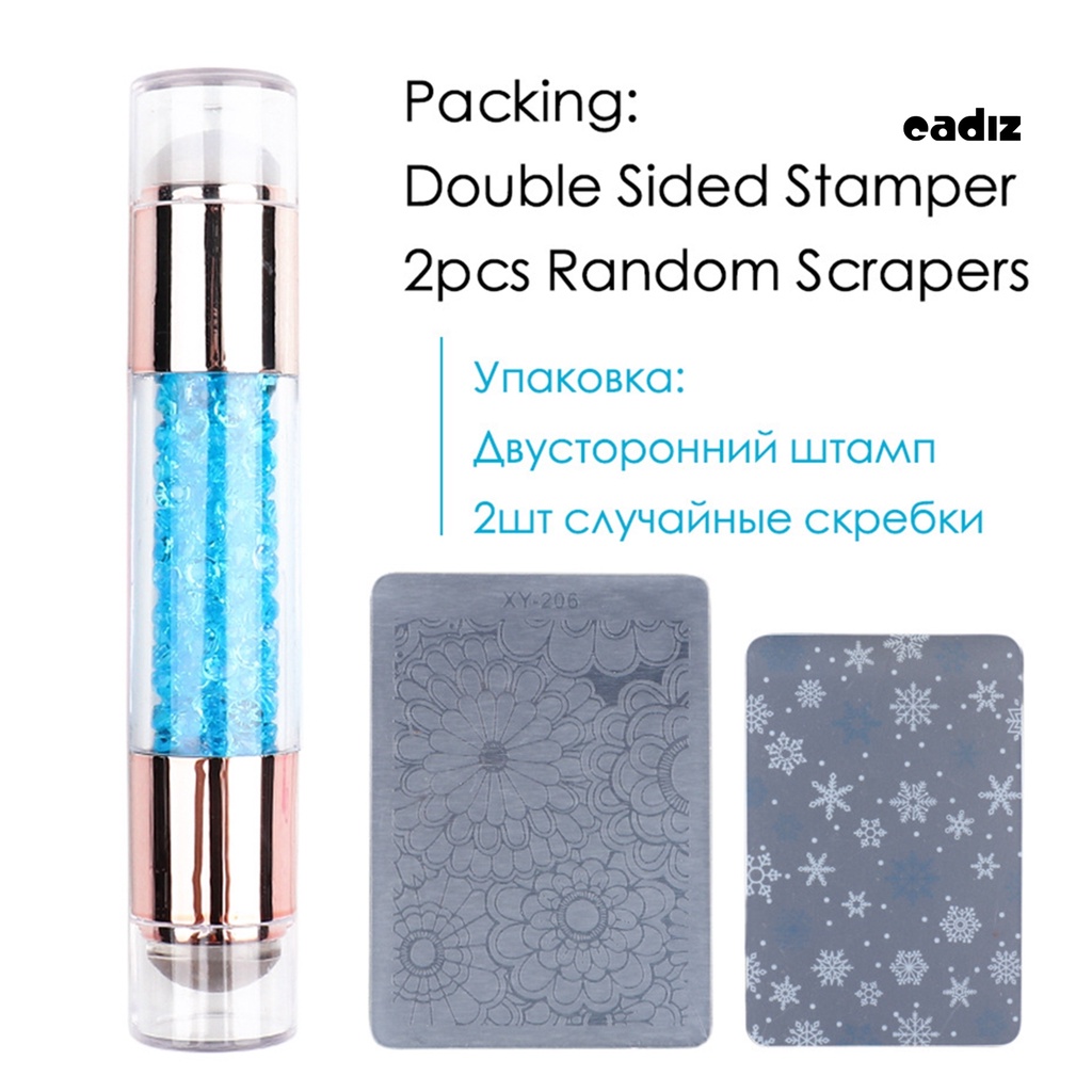 Bộ Dụng Cụ In Hình Móng Tay Hai Đầu Bằng Silicone CADI Kèm Dụng Cụ Cạo