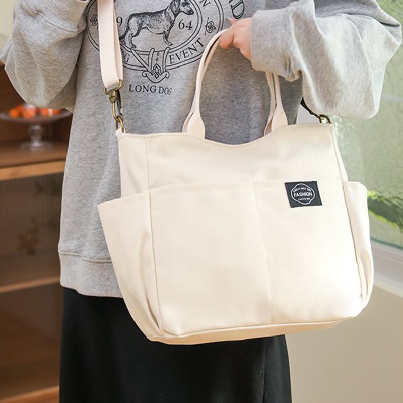 Túi Đeo Chéo Vải canvas Sức Chứa Lớn Phong Cách Nhật Bản Đơn Giản Cho Nữ
