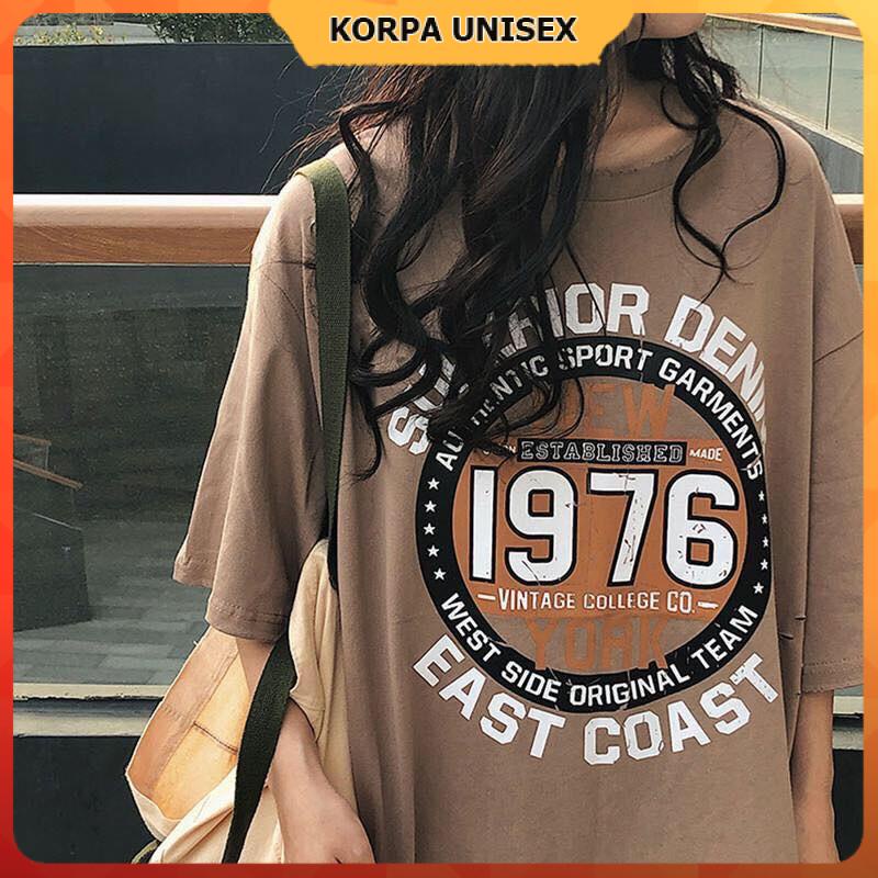 Áo thun tay lỡ form rộng in hoạ tiết chữ DENIM 1976 - phông ulzzang unisex nam nữ đều mặc được