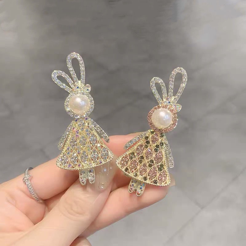 Kẹp Tóc Đính Pha Lê Giả Hình Thỏ Dễ Thương Phong Cách Hàn Quốc