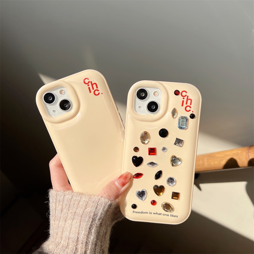 Ốp Điện Thoại TPU Silicon Mềm Chống Sốc Chống Rơi Đính Đá Kiểu Retro Đơn Giản Cho iphone 14 13 12 11 Pro Max
