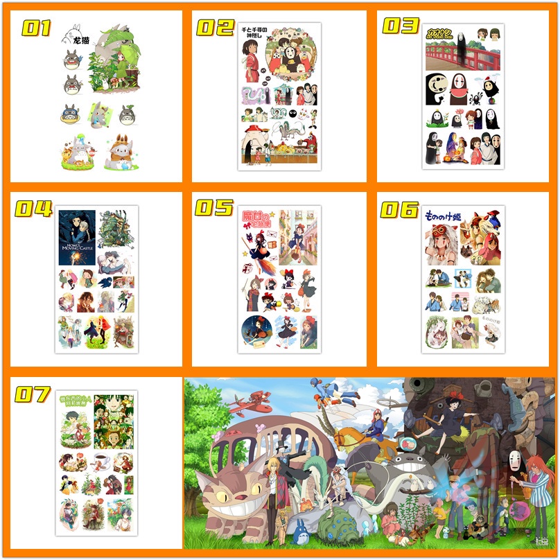 ❣️1 Tấm Hình Xăm Dán Mini Tạm Thời Hình Anime Miyazaki Hayao❣️ Hình Xăm Tạm Thời Totoro / Spirited Away Chống Thấm Nước Quyến Rũ