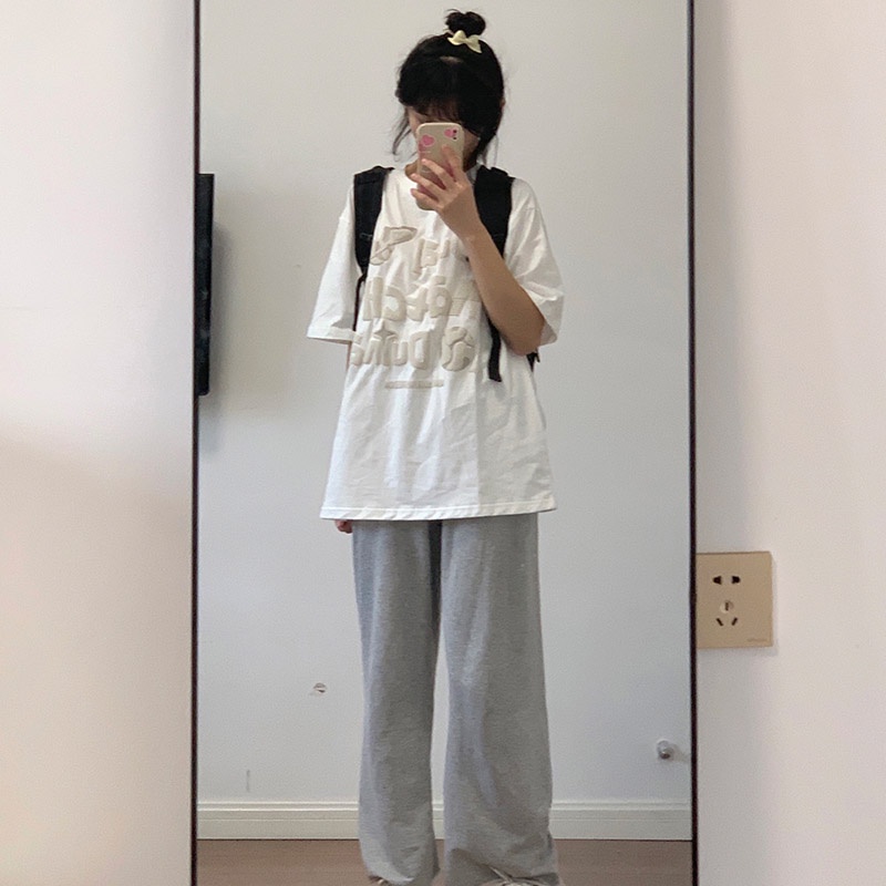 Áo Thun Cotton Ngắn Tay Dáng Rộng In Họa Tiết Thời Trang Cho Nữ