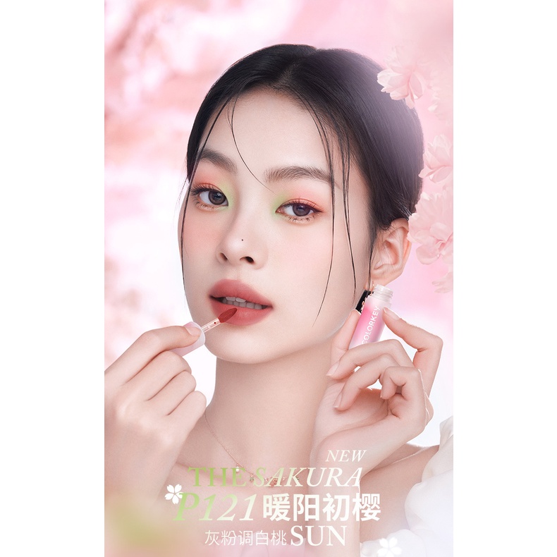 Son Môi Colorkey Màu Nhung Mờ Xinh Xắn Son Kem Lì Colorkey Cherry blossom Kết Cấu Mịn Màng Không Khô Môi 2g