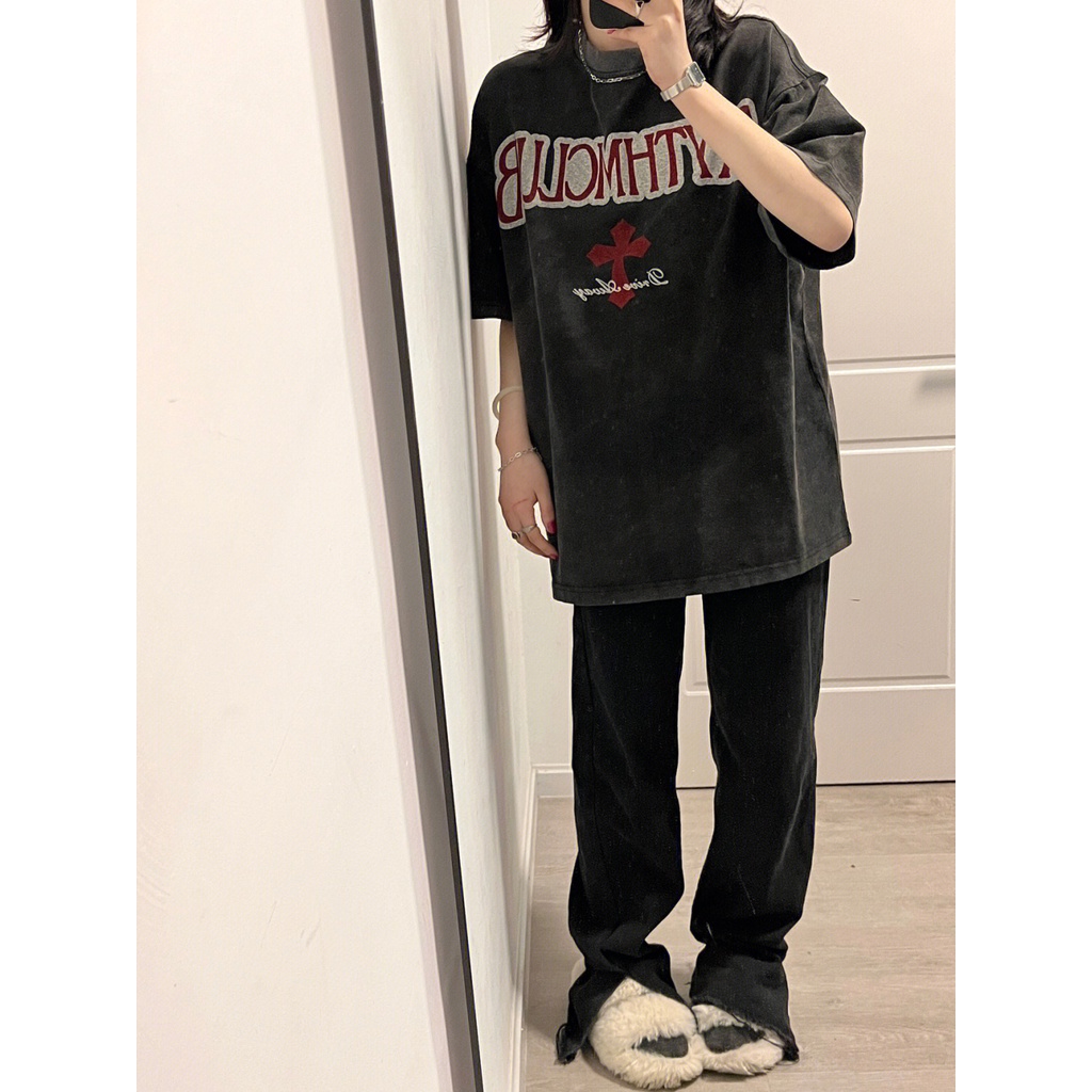 NRVP Áo Thun 100% Cotton Tay Ngắn Dáng Suông In Họa Tiết Hoạt Hình Phong Cách Hàn Quốc Cho Nữ