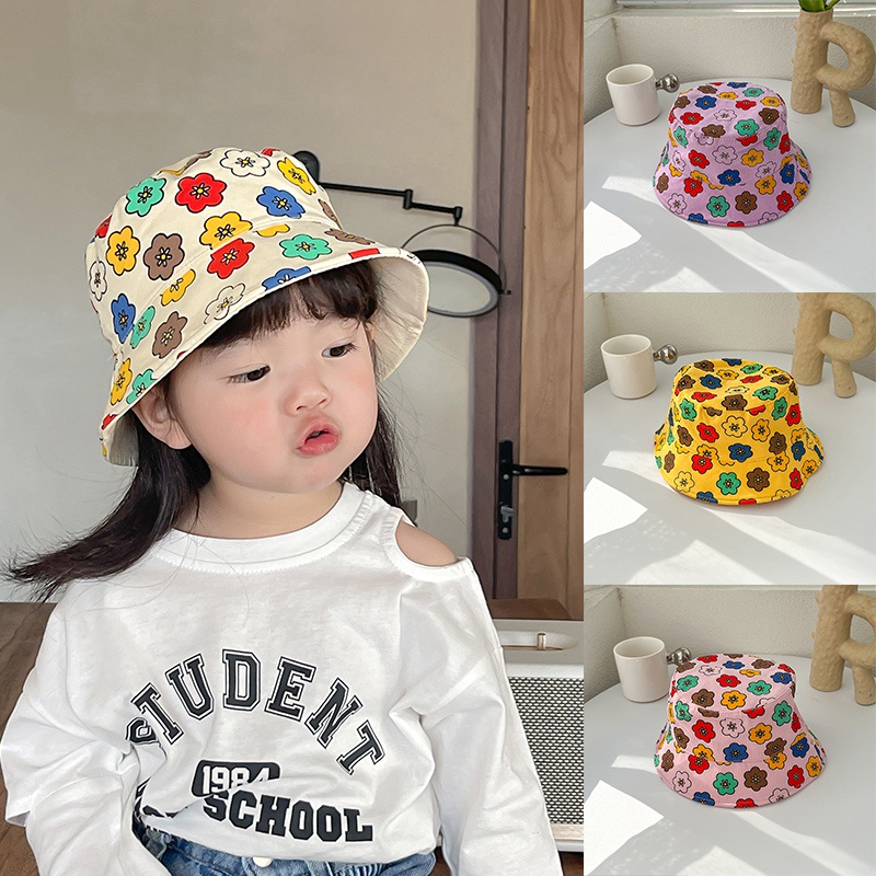 Bộ Khung Đồ Chơi Cho Bé❤Mũ Tai Bèo Hai Mặt Họa Tiết Hoa Nhỏ Thời Trang Mùa Xuân Cho Bé Trai Và Gái