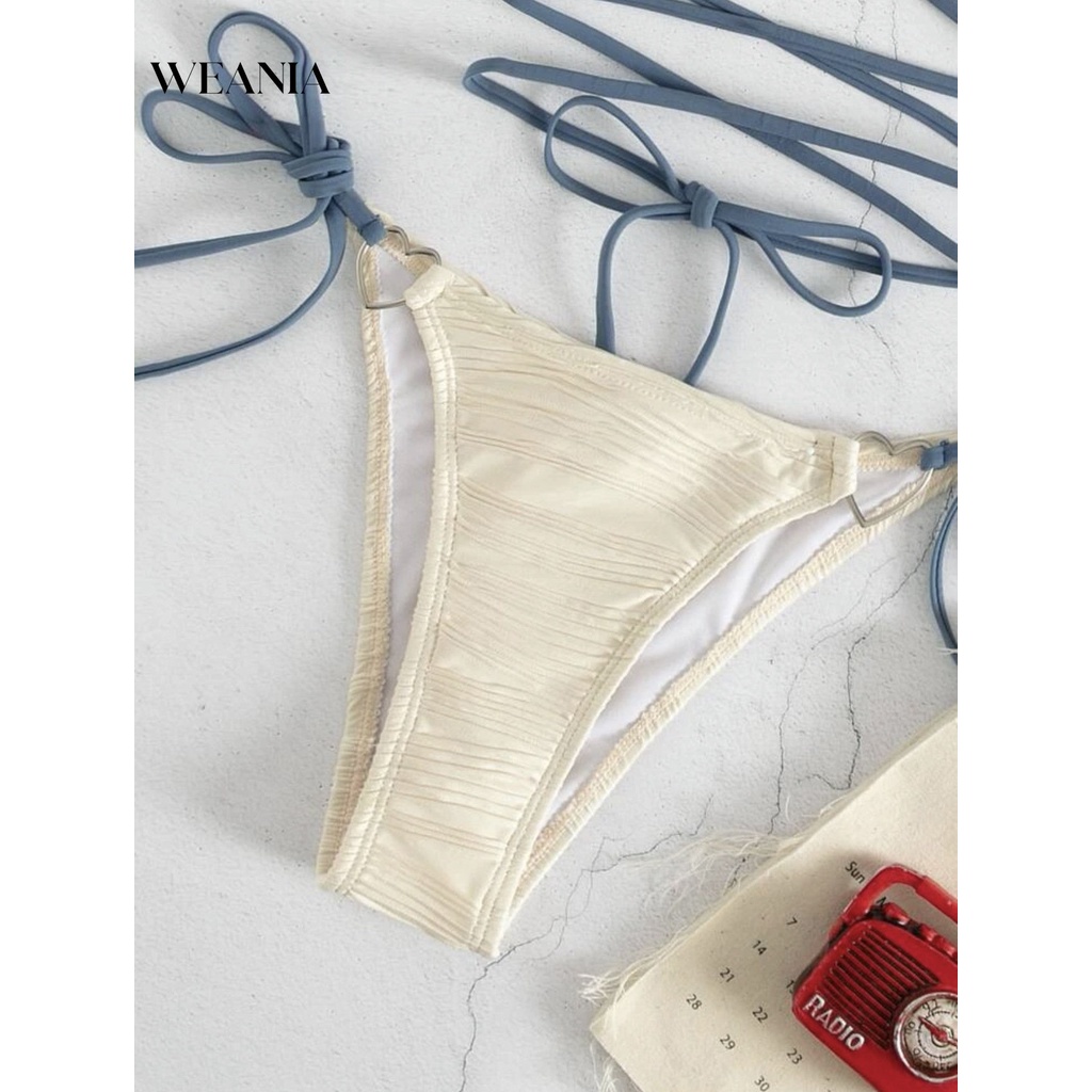 Bộ bikini 2 mảnh WEANIA kiểu vỏ sò có dây rút thời trang mùa hè cho nữ