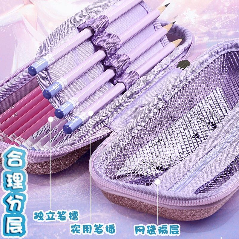 Disney DISNEY Hộp Đựng Bút Chì EVA Chống Sốc Cỡ Lớn In Hoạt Hình Frozen 3D Dễ Thương Cho Bé D4SZ 2023