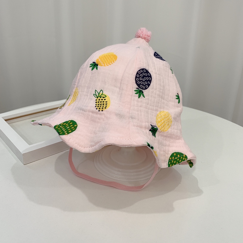 Nón Tai Bèo Vải Cotton Mỏng In Hình Quả Dứa Thời Trang Xuân Thu Cho Bé