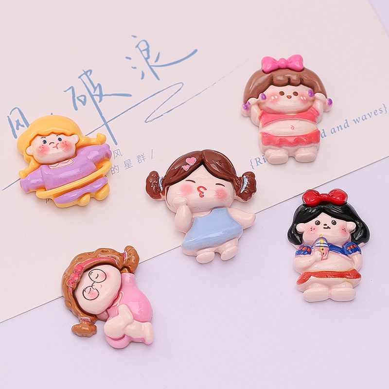 Charm trang trí hình cô gái mũm mĩm dễ thương | charm deco điện thoại kẹp tóc DIY