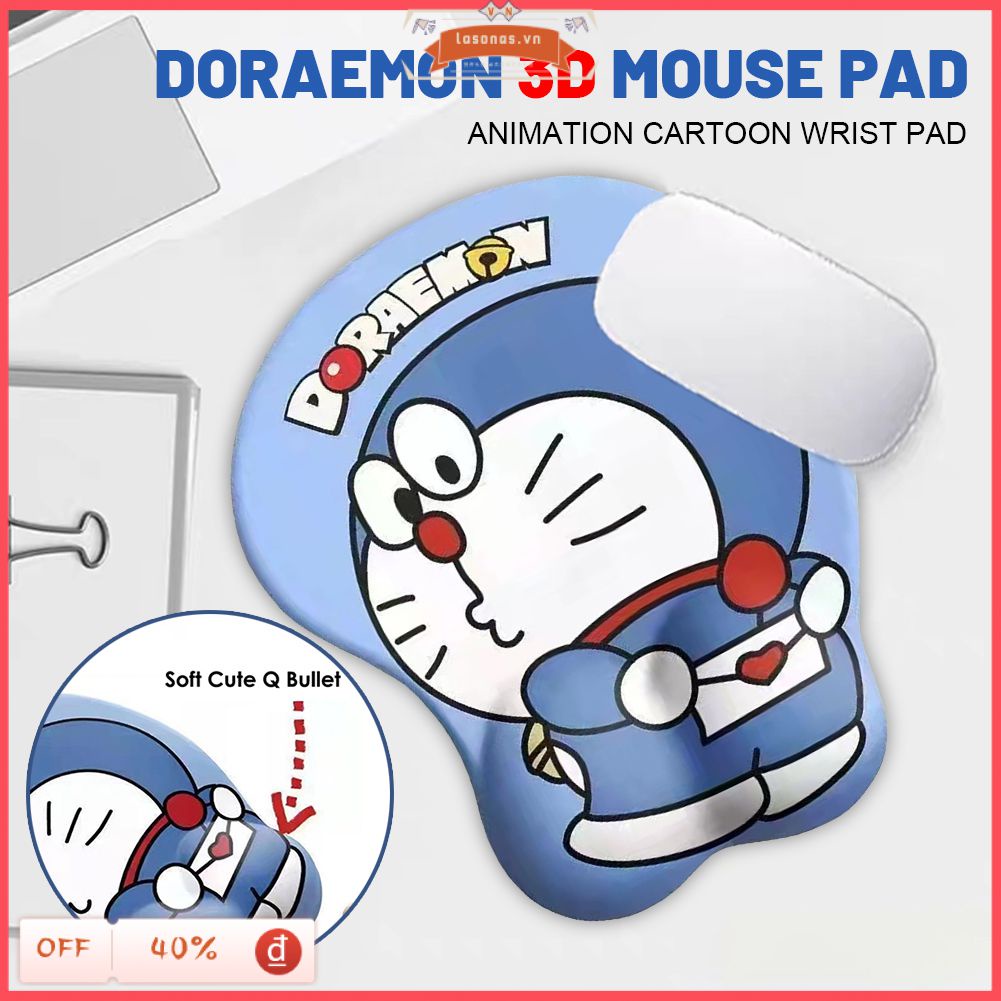 Tấm Lót Chuột Hoạt Hình Có Đệm Đỡ Cổ Tay Tấm Lót Chơi Game Chuột Doraemon Dễ Thương