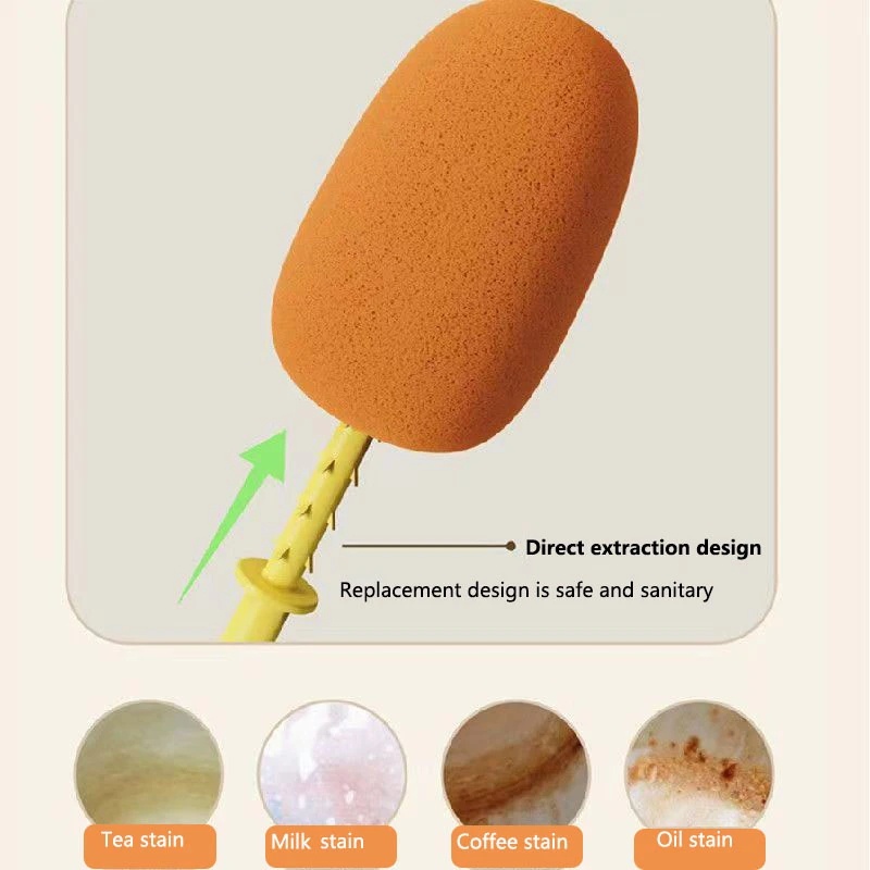 Cọ Rửa Ly Cà Rốt 3 Trong 1 Cán Dài / Xốp / Bình Nước Làm Sạch Sâu