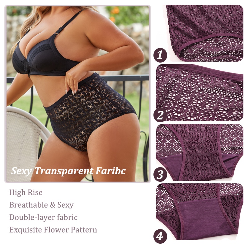 Take Talk 1 Quần Lót Lưng Cao Trong Suốt Co Giãn Thoáng Khí Cỡ Lớn XL-5XL Thời Trang Quyến Rũ Cho Nữ