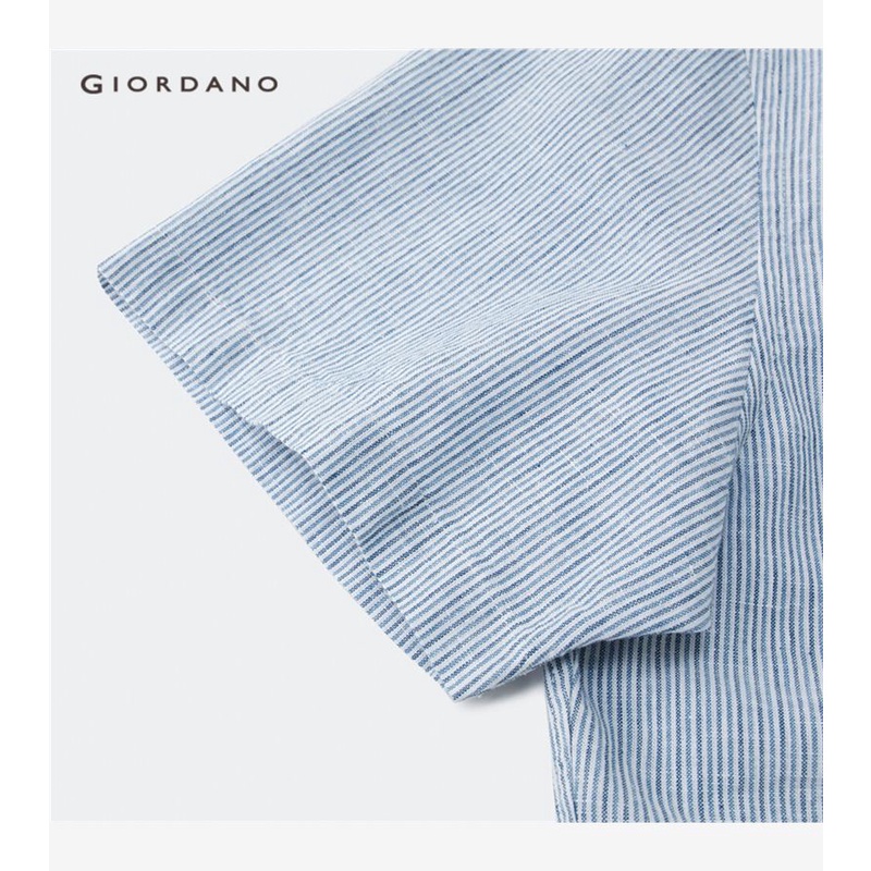 Áo sơ mi GIORDANO 01043480 ngắn tay vải cotton có túi thời trang cho nam