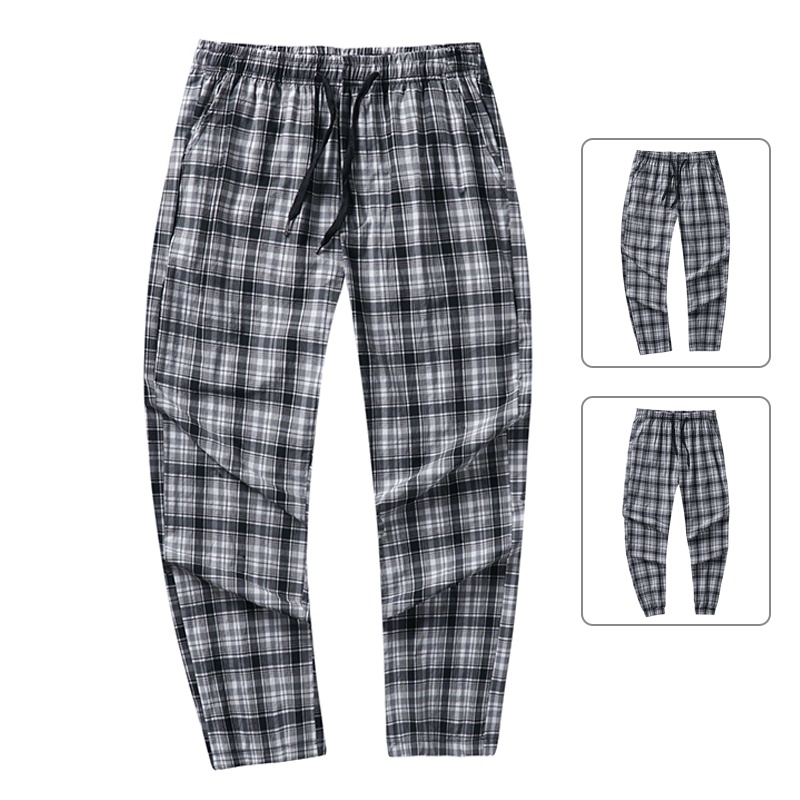 Quần Legging Mỏng Dáng Rộng Sọc Ca Rô Trắng Đen Phong Cách Hàn Quốc Thời Trang Mùa Hè 2023 Cho Nam