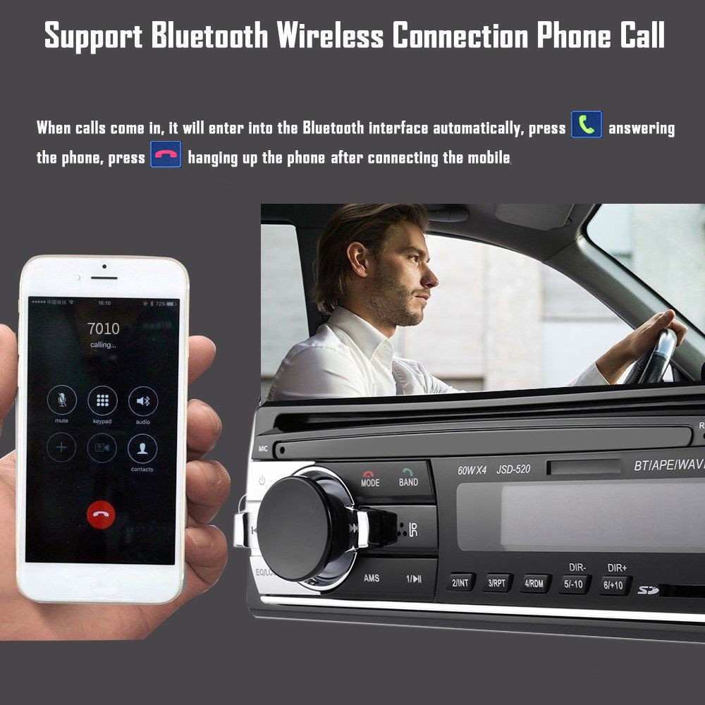 🚗Thiết bị đa phương tiện Bluetooth 12 V Máy nghe nhạc MP3 cho xe hơi hỗ trợ MP3 / USB / SD / AUX-IN / FM