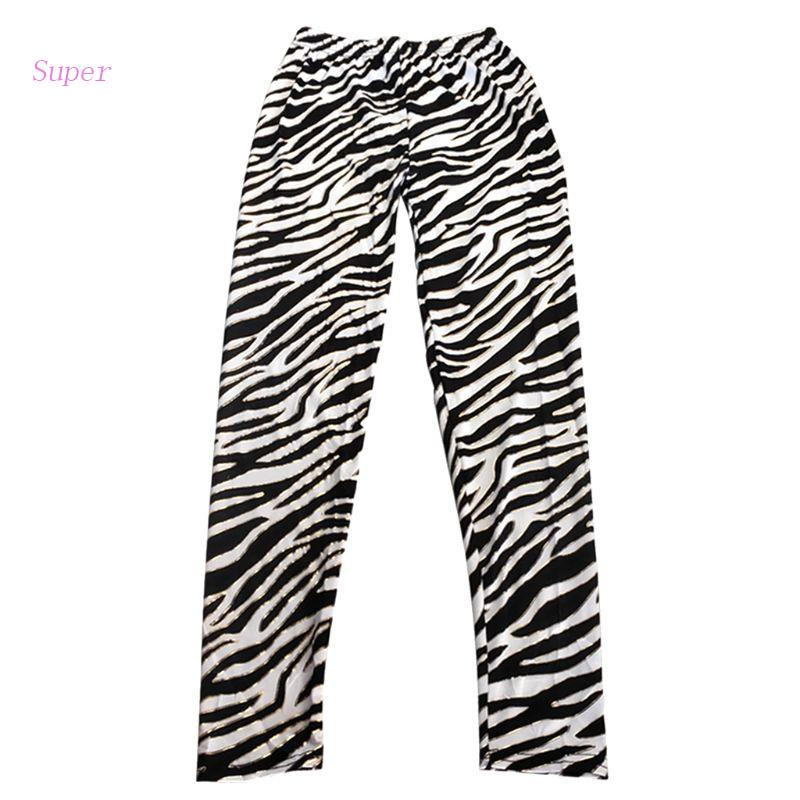 Tốt Nhất Quần Legging Sợi Sữa Sọc Ngựa Vằn Trắng Đen Dài Đến Mắt Cá Chân Cho Nữ