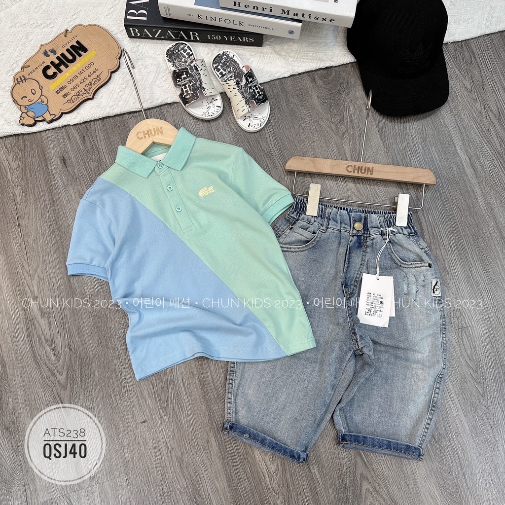 ÁO polo Lacoste cổ & tay kẻ cho Bé