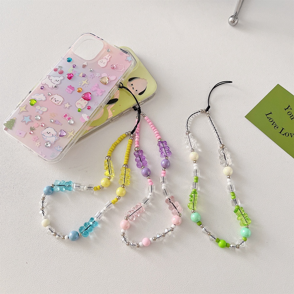 Bộ Phụ Kiện Trang Trí Điện Thoại / Chìa Khóa / Dây Đeo Túi Xách Hình Chú Gấu Bằng acrylic Dễ Thương DIY