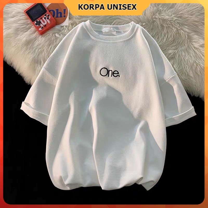 [ Ảnh Thật ] Áo thun tay lỡ form rộng thêu chữ ONE - phông ulzzang oversize unisex nam nữ Korpa | BigBuy360 - bigbuy360.vn