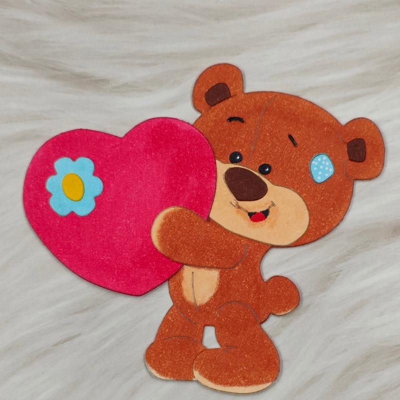 Khuôn Cắt Giấy Kim Loại Trang Trí Hình Gấu Và Trái Tim Xinh Xắn
