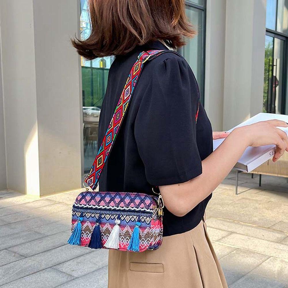 Túi Đeo Chéo Vuông Nhỏ Thêu Họa Tiết Phong Cách Bohemian Hàn Quốc Thời Trang Cho Nữ