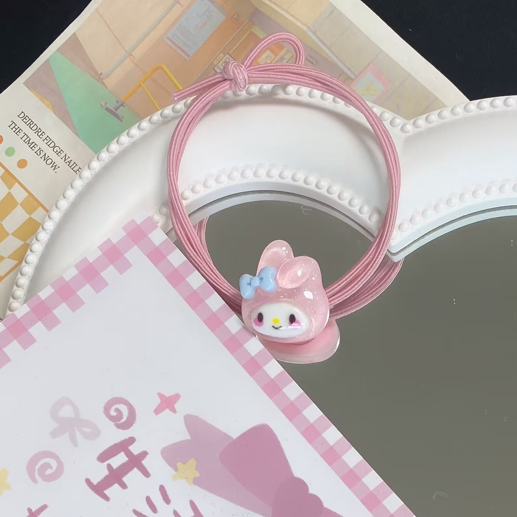 Dây Buộc Tóc Cao Su Co Giãn Hình Cún Kuromi Melody Hoạt Hình Dễ Thương Cho Bé