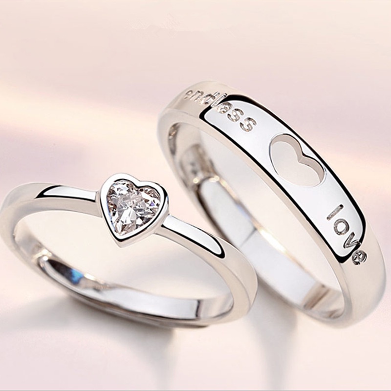 Nhẫn Cặp Đính Đá Zircon Hình Trái Tim Phong Cách Cổ Điển Mới