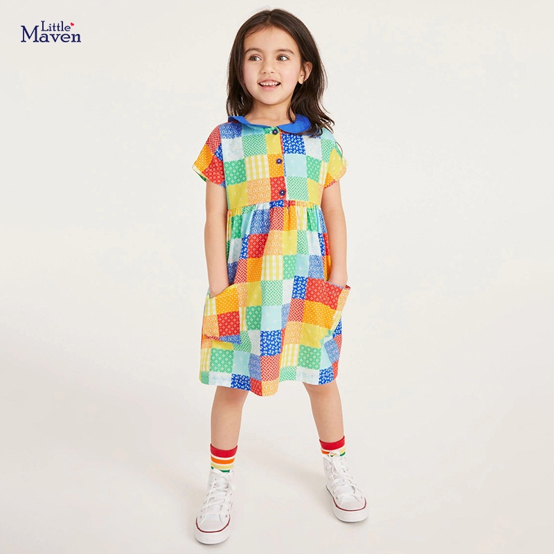 Đầm Cotton Ngắn In Họa Tiết Hoạt Hình Dễ Thương Thời Trang Mùa Hè Cho Bé Gái