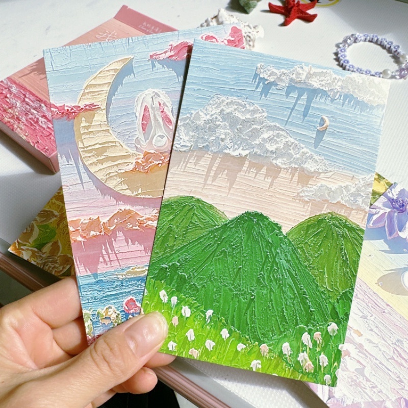 Hộp 30 Tấm Bưu Thiếp Hình Tranh Sơn Dầu Ba Chiều Lãng Mạn Trang Trí Sinh Nhật