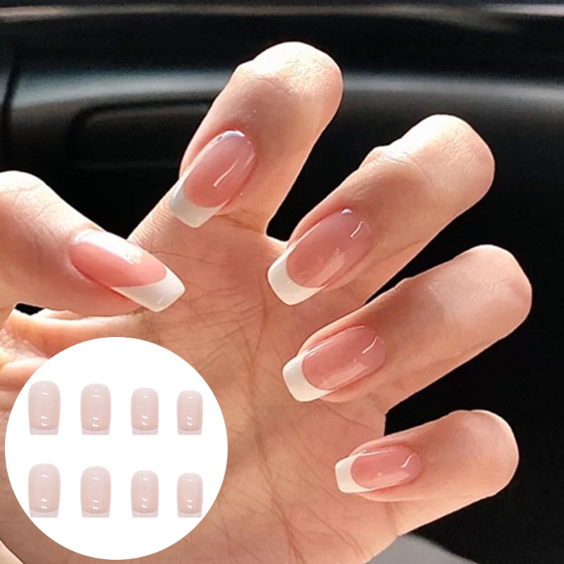 Bộ 24 Móng Tay Giả Che Phủ Toàn Diện Tháo Rời Được Kiểu Pháp