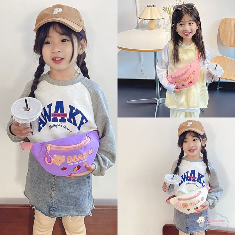 Túi Đeo Chéo Nhỏ Gọn Nhẹ In Họa Tiết Trái Cây / Chữ Hoạt Hình Phong Cách Hàn Quốc Dễ Thương Cho Bé