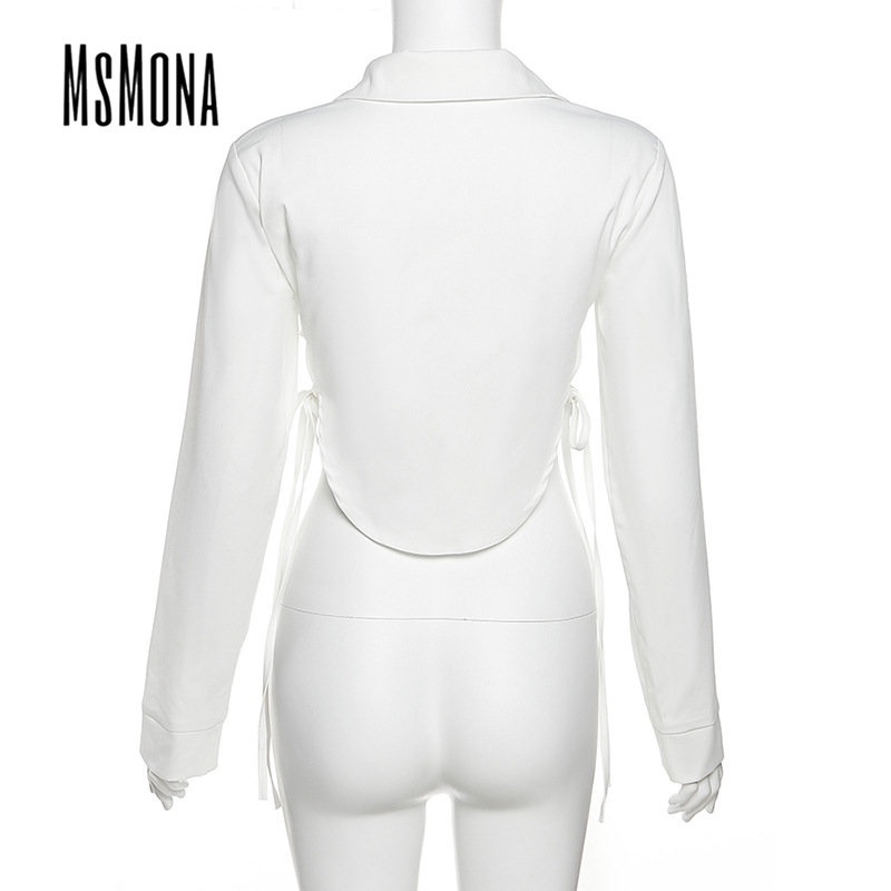 MsMona Áo Thun Tay Dài Cổ Bẻ Màu Trơn Dáng Ôm Thời Trang 2023 Dành Cho Bạn Nữ