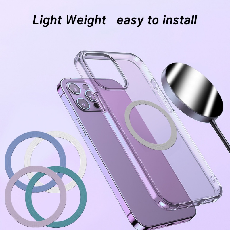 1 Nhẫn Đỡ Điện Thoại Từ Tính Bằng Thép Không Gỉ Màu Trơn Siêu Mỏng Cho Hầu Hết Các Dòng Điện Thoại Di Động