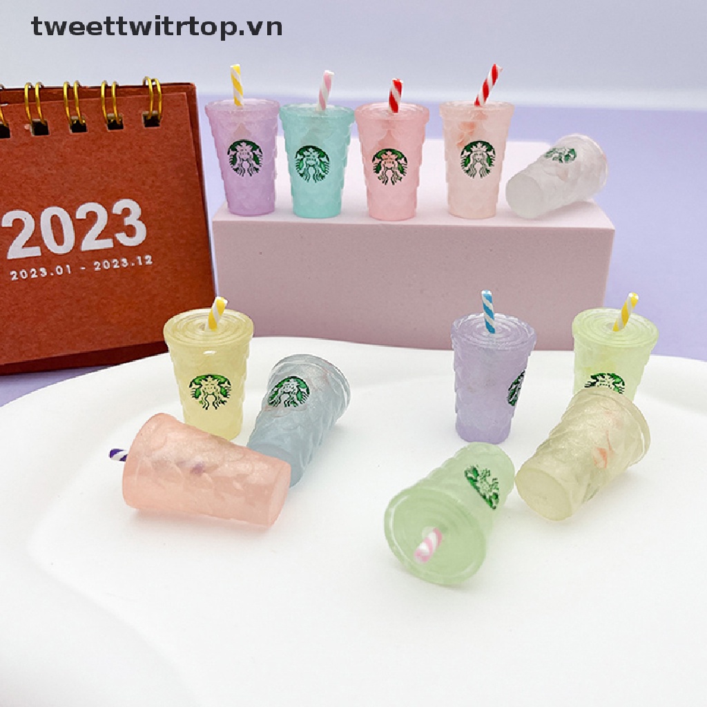 Set 2 Ly Nước Dạ Quang Mini Bằng Nhựa Resin Trang Trí Tiểu Cảnh