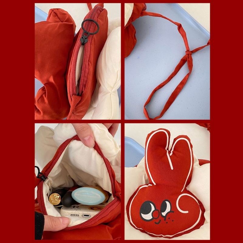 Túi Đeo Chéo Vai Hình Thỏ Và Hoa Dành Cho Nữ