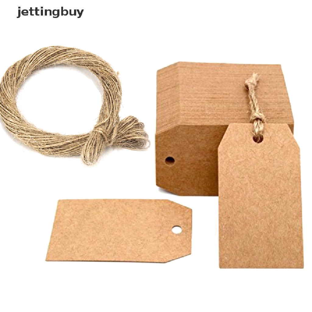 Bộ 100 Thẻ Giấy Kraft Nâu Có Lỗ Dùng Trang Trí Quà Cưới Hoặc Tiệc Tùng QDD