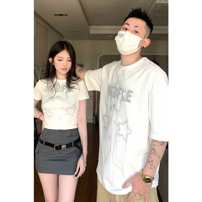 Áo Thun Tay Ngắn In Hình Thời Trang Mùa Hè 2023 Dành Cho Cặp Đôi đồ bộ đôi chân váy croptop Áo thun