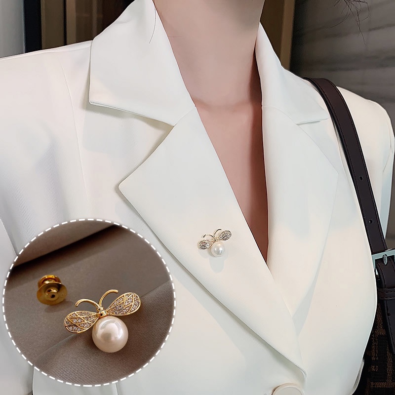 Ghim Cài Áo Hình Chú Ong Đính Đá Kim Loại Thời Trang Cho Nữ