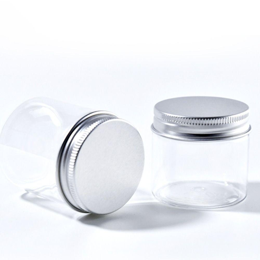 Set 2 Lọ Rỗng Bằng Nhựa Đựng Kem Nền / Son Dưỡng Môi Có Nắp Nhôm