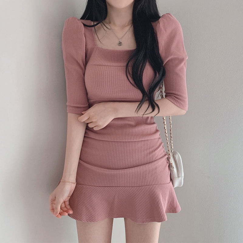 Áo Kiểu Hàn Quốc Cổ Vuông Tay Phồng Ôm Dáng Thời Trang Mùa Hè Năng Động