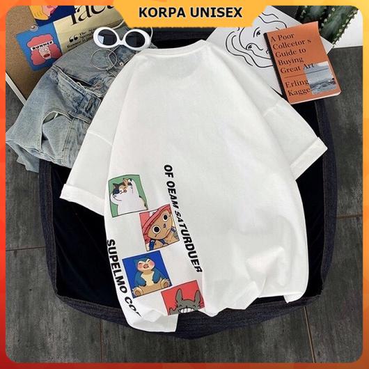 [ Ảnh thật ] Áo thun tay lỡ phông rộng Unisex hoạt hình Supelmo ngộ nghĩnh - nam nữ đều mặc được