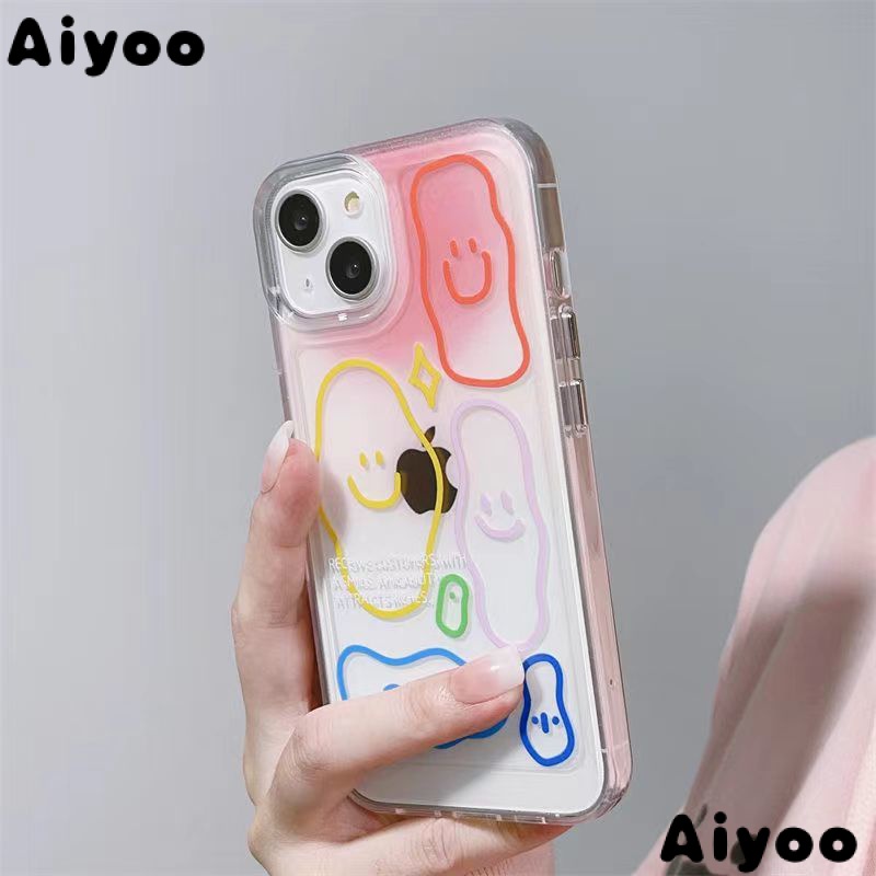 ✅Ốp Điện Thoại Mềm Họa Tiết Biểu Cảm Màu Gradient 3QW Cho iPhone 14 13promax 12 11pro xr xs 7 8plus