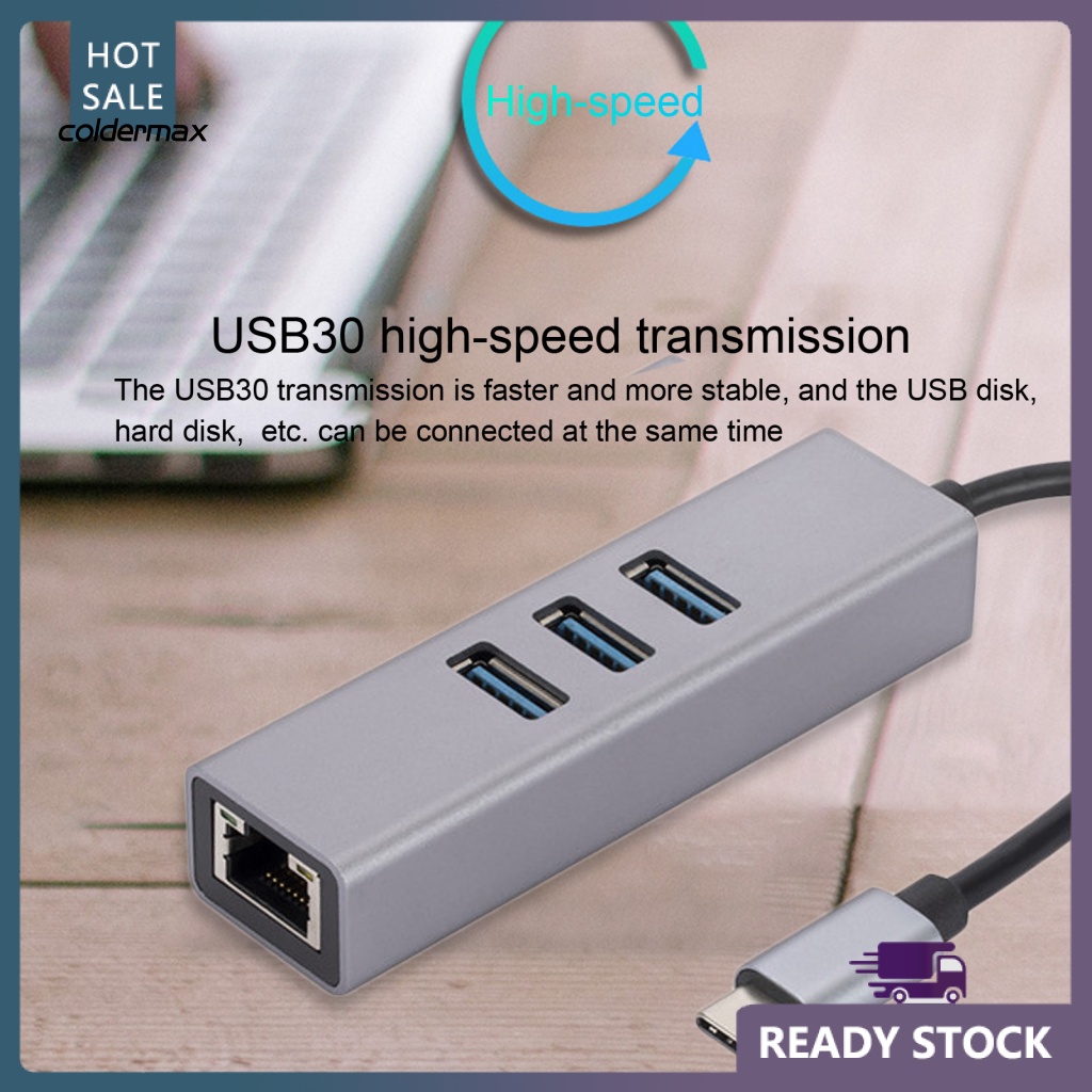 COLD Expansion Dock High-speed Data Transmission 1000Mbps 3 Ports USB3.0 Type-C to Rj45 Lan Network Card Computer Accessories