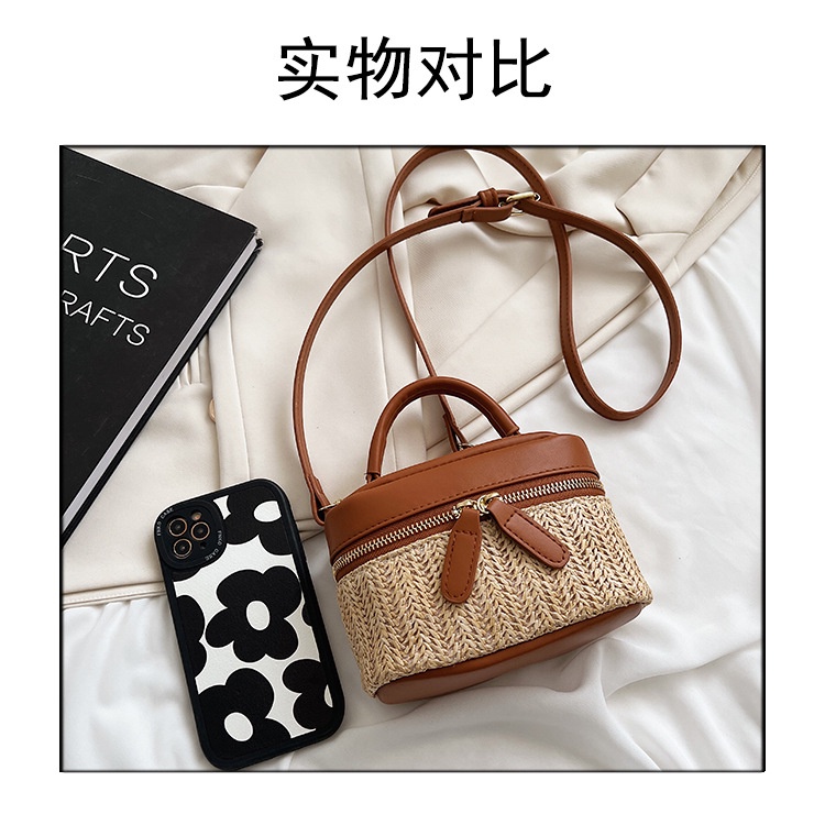 Túi Xách Cói Có Khóa Kéo Đựng Son Môi Màu Sắc Thời Trang Mới Cho Nữ