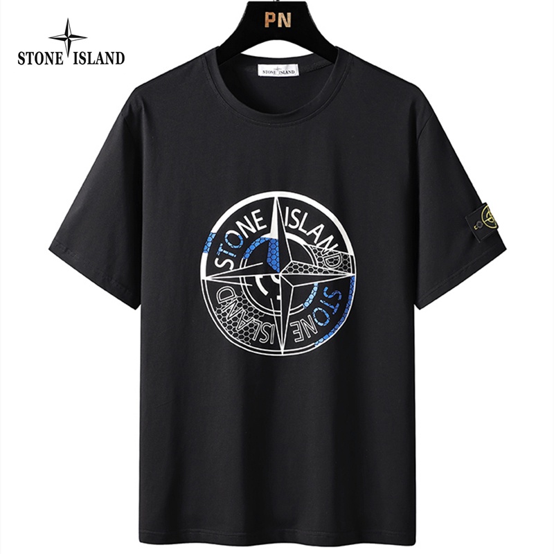 Stone Island Áo Thun Thể Thao Tay Ngắn Dáng Rộng Năng Động Thời Trang Dành Cho Cặp Đôi