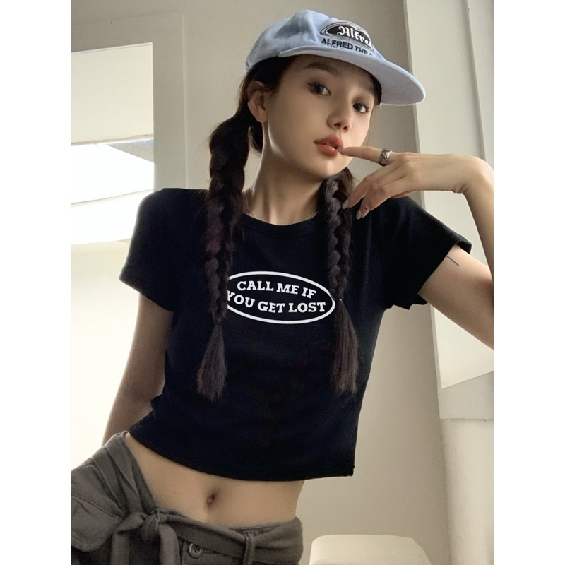 Nrvp [Hàng Có Sẵn] Áo Thun Cotton Tay Ngắn Dáng Ôm In Hình Đồ Họa Độc Đáo Thời Trang Đường Phố Hàn Quốc Dành Cho Bạn Nữ