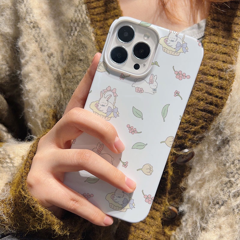 Ốp Điện Thoại Cứng In Hình Giỏ Tre Thỏ Cho iphone 14promax 11 13 12 7Plus 8 X XS Max