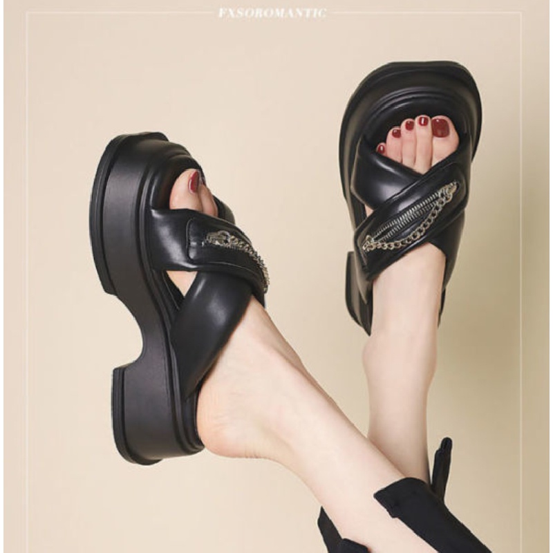 Dép Sandal Đế Dày Quai Chéo Bằng Vải Bạt Thời Trang Mùa Hè 2022 Phong Cách Mới Cho Nữ